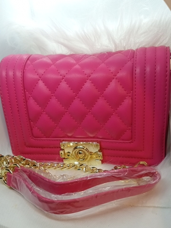 Handbags - HOT PINK QUITED SMALL SHOULDER BAG